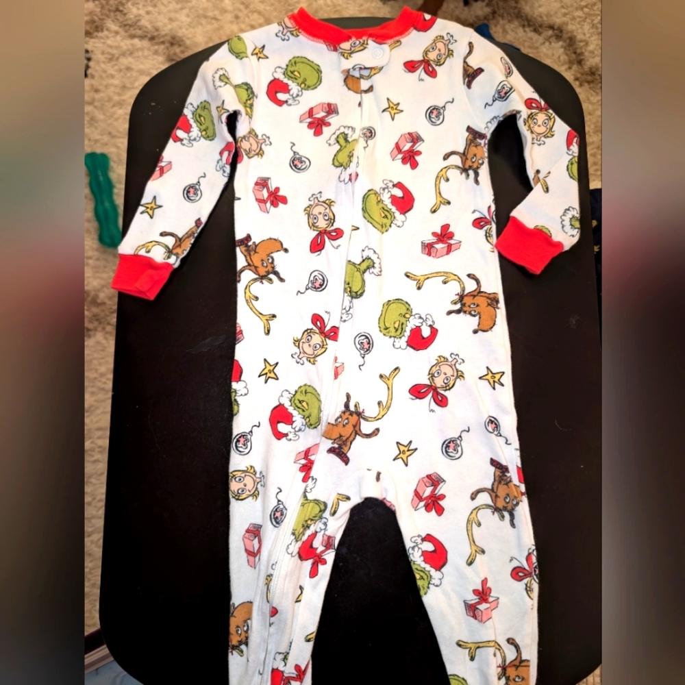 Dr. Seuss Kids Footie Pajama - White and Red